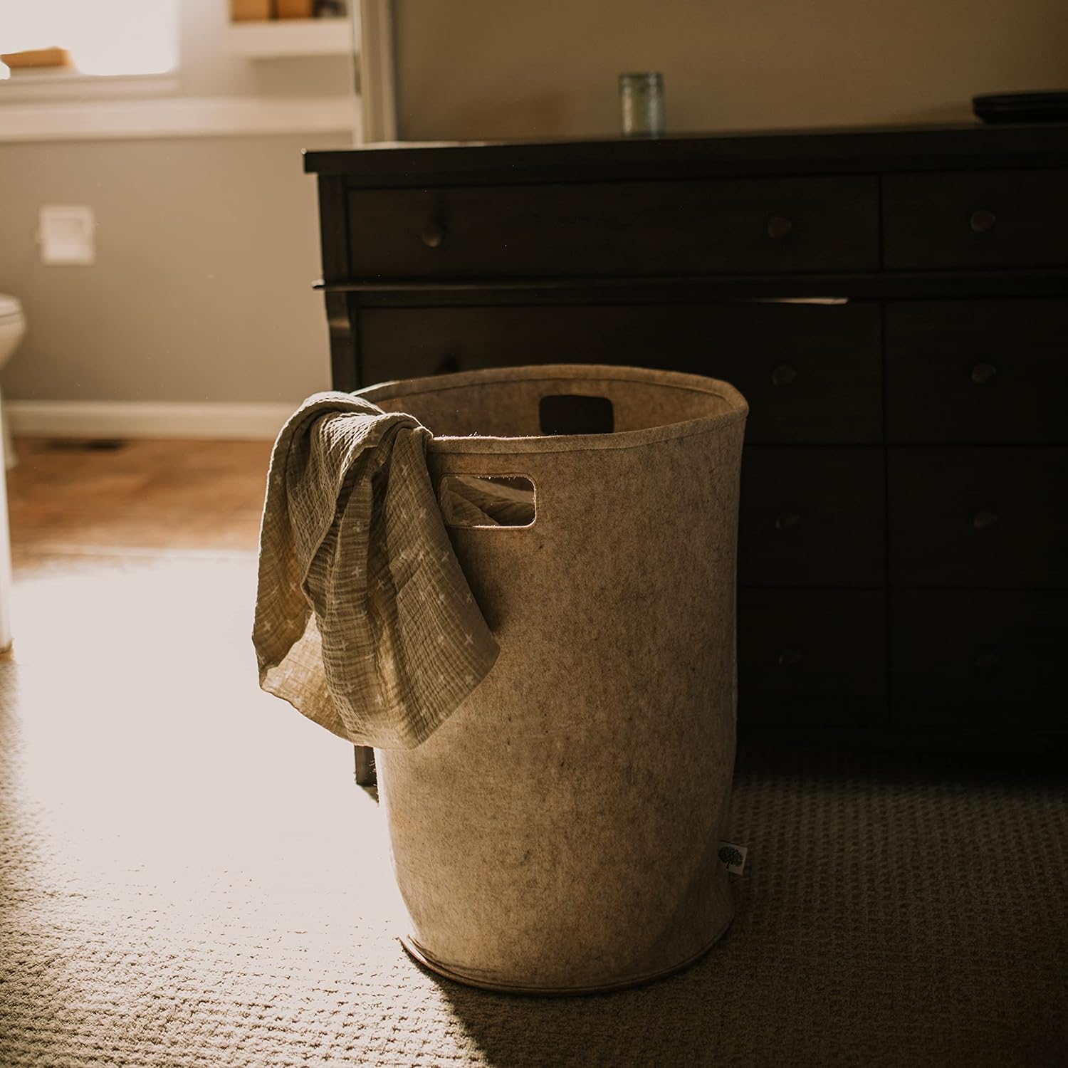 Parker Baby Nursery Laundry Hamper - Felt Storage Basket and Baby Hamper for Nursery (Oatmeal) - Image 6